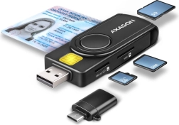 Lector de tarjetas de bolsillo AXAGON para tarjetas ID, SD, microSD y SIM con USB