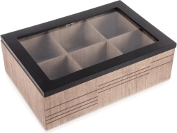 Caja de madera para té LINE, 6 compartimentos, 24 × 16,5 × 7,5 cm