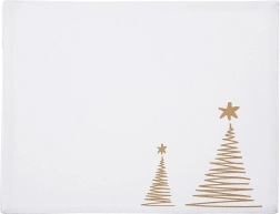 Mantel individual navideño de algodón blanco con motivo de arbolitos 33,5 × 26 cm