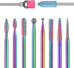 Juego de fresas diamantadas y cerámicas para uñas y cutículas, 10 uds en estuche