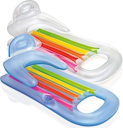 Colchoneta inflable flotante con respaldo y portavasos INTEX