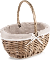 Cesta de picnic de mimbre con forro de tela 40 × 31 × 40 cm