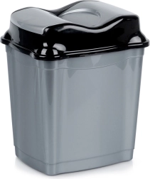 Cubo de basura de plástico con tapa basculante 16 l, gris