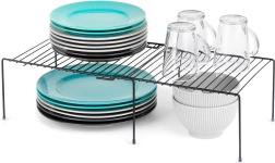 Estante de cocina metálico extensible 34,5–48 cm, negro
