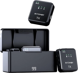 Micrófono inalámbrico BLITZWOLF BW‑SX63 con estuche de carga (negro)