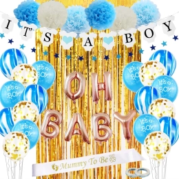 Set de globos y decoraciones para baby shower – it’s a boy