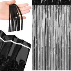 Cortina decorativa de flecos colgante RUHHY negra 100 × 200 cm