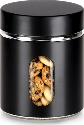 Tarro de vidrio para alimentos a granel con tapa de rosca negra 650 ml