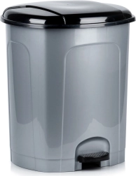 Cubo de basura de plástico con pedal de 50 l, gris