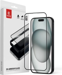 Cristal templado 3D 9H Full Glue para iPhone 16 / iPhone 15 con marco de instalación