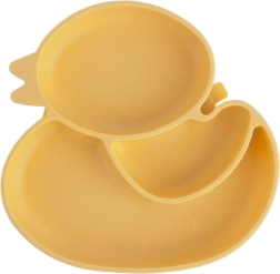 Plato infantil de silicona con compartimentos patito amarillo 19,5 × 19 cm