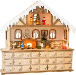 Calendario de Adviento de madera Casa mágica de Navidad