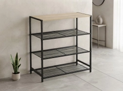 Estantería de 4 niveles 60 × 30 × 63,5 cm, negra con tablero claro