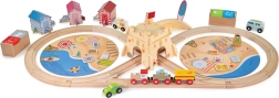 Circuito de tren de madera BIGJIGS RAIL Limpieza de la costa, 70 piezas