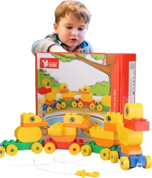 Juego de construcción: familia de patos para tirar con cuerda (28 piezas)