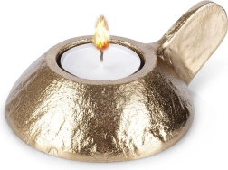 Portavelas de aluminio dorado para vela de té Home Styling Collection