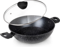 Sartén profunda de granito con tapa de vidrio BLACK LINE 28 cm, 3,5 l
