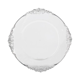 Bajo plato decorativo redondo de 33 cm transparente con efecto plateado - 1 unidad