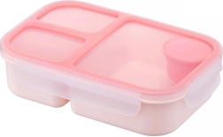 Recipiente de plástico para alimentos con 3 compartimentos, 1,5 l, rosa