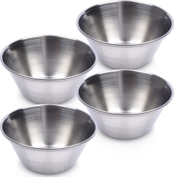 Mini cuencos de acero inoxidable para dips 40 ml, set de 4 uds.