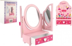 Espejo de tocador infantil con joyero Princess, de madera, rosa