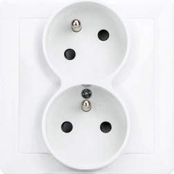 Solight doble enchufe slim con enchufe superior girado, blanco