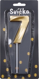 Vela de fiesta número 7 dorada