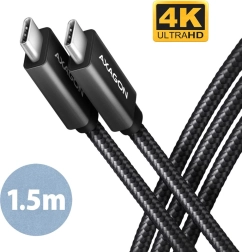 AXAGON BUCM32 cable USB‑C 3.2 Gen 2x2 20 Gb/s, 4K/60 Hz, PD 100 W, 1,5 m, trenzado