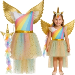 Disfraz infantil de unicornio Kruzzel de 3 piezas (122–128 cm)