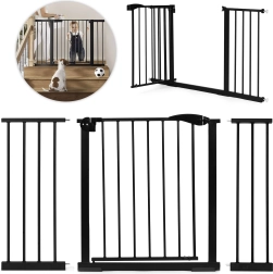 Barrera de seguridad 74-132 cm para escaleras y puertas, acero con paneles extra negra ECOTOYS