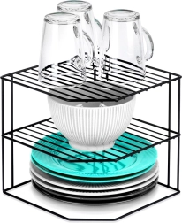 Estantería esquinerA de metal para cocina negra, de tres niveles