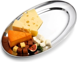 Bandeja ovalada de acero inoxidable para servir Vilde 29 × 18 cm