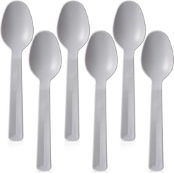 Cucharas de mesa de plástico grises SANDY, 6 uds
