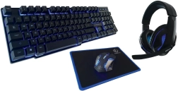 Set gaming REBELTEC SHERMAN: teclado, ratón, alfombrilla y auriculares