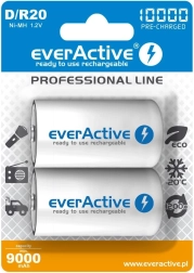 Acumuladores everActive R20/D Ni-MH 10000 mAh (2 uds.) listos para usar