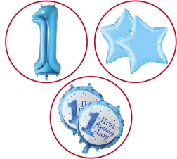Globos para el primer cumpleaños de un niño – set de 5 uds con estrellitas