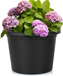 Maceta de jardín de plástico negra redonda 34 cm