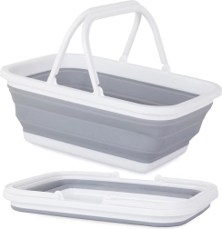 Cesta de compras de silicona plegable con asas 9 l