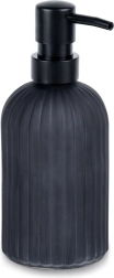 Dispensador de jabón de vidrio 400 ml – negro mate, acanalado