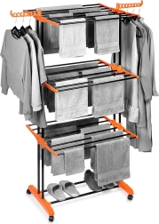 Tendedero vertical metálico con ruedas XXL 73 × 170 cm