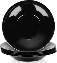 Platos hondos de vidrio negros 21,5 cm, 400 ml – juego de 6 unidades