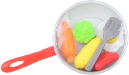 Sartén de plástico con comida y accesorios para niños