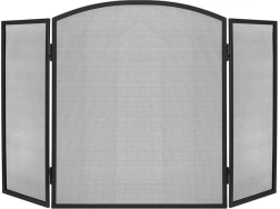 Pantalla para chimenea contra chispas, 3 paneles, negra, 118 × 76 cm