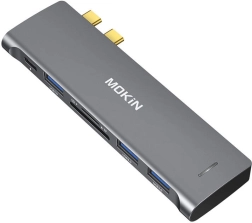 HUB USB‑C 6 en 2 para MacBook MOKIN (plateado)