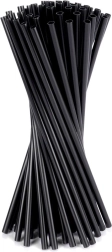 Pajitas negras para bebidas 22 cm, 50 uds