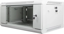 Armario mural de instalación 19" 4U 600×450 mm con puerta de cristal – Gris