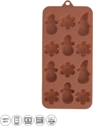 Molde de silicona para chocolate Navidad 12 formas marrón - 1 pieza
