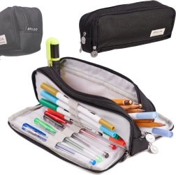 Estuche escolar de tres compartimentos 3 en 1 – negro