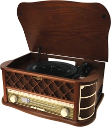 Tocadiscos retro con USB, CD/MP3 y reproductor de casetes