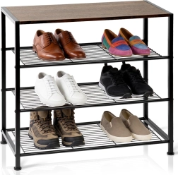 Estantería metálica para zapatos Vilde, negra, 4 niveles 60 × 30 × 57 cm